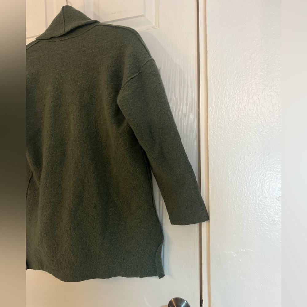 Eileen Fisher Wool Green Open Front Cardigan Sweater size PM - Picture 13 of 16